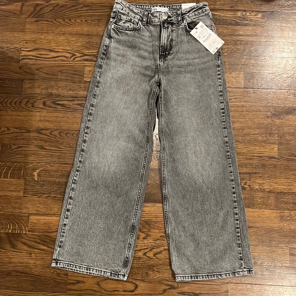 Zara Straight Fit Cropped Comfort Jeans size 36 Grey NWT $49.90